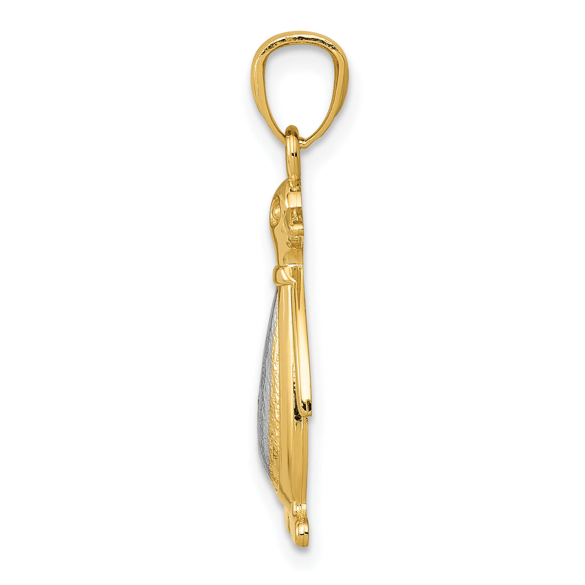 14K Yellow and White Gold Polished/Textured Penguin Pendant-K5320
