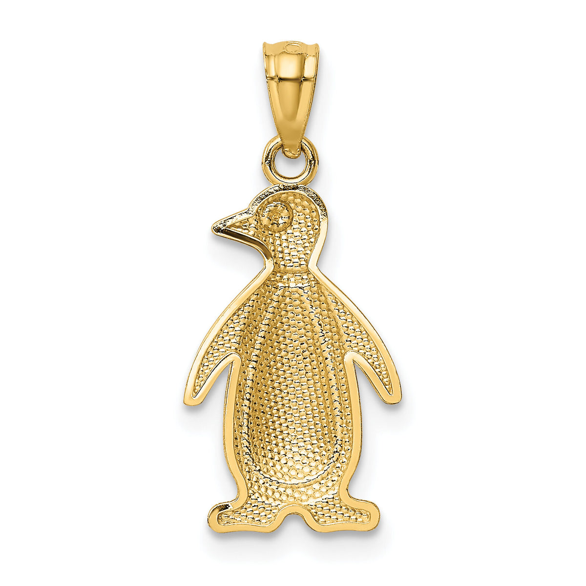 14K Yellow and White Gold Polished/Textured Penguin Pendant-K5320