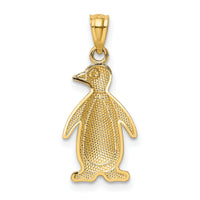 14K Yellow and White Gold Polished/Textured Penguin Pendant-K5320