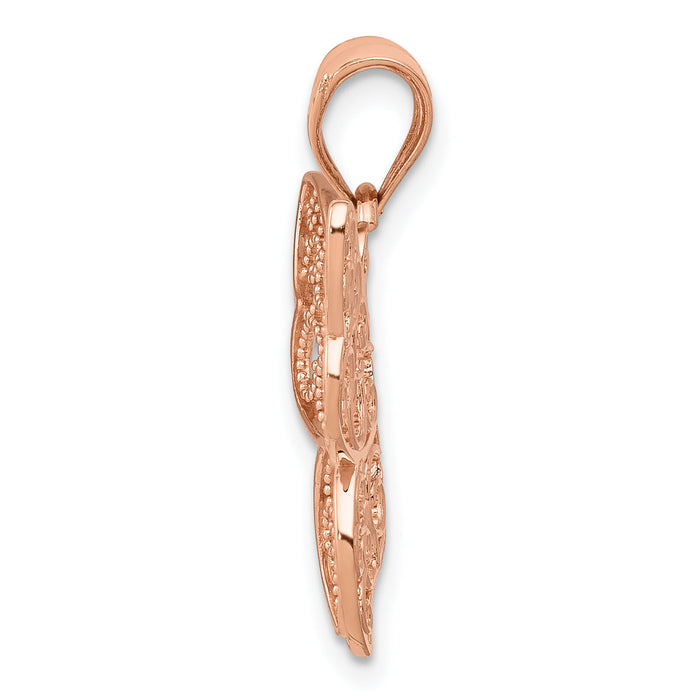 14k Rose Gold Polished Filigree Butterfly Pendant-K5327