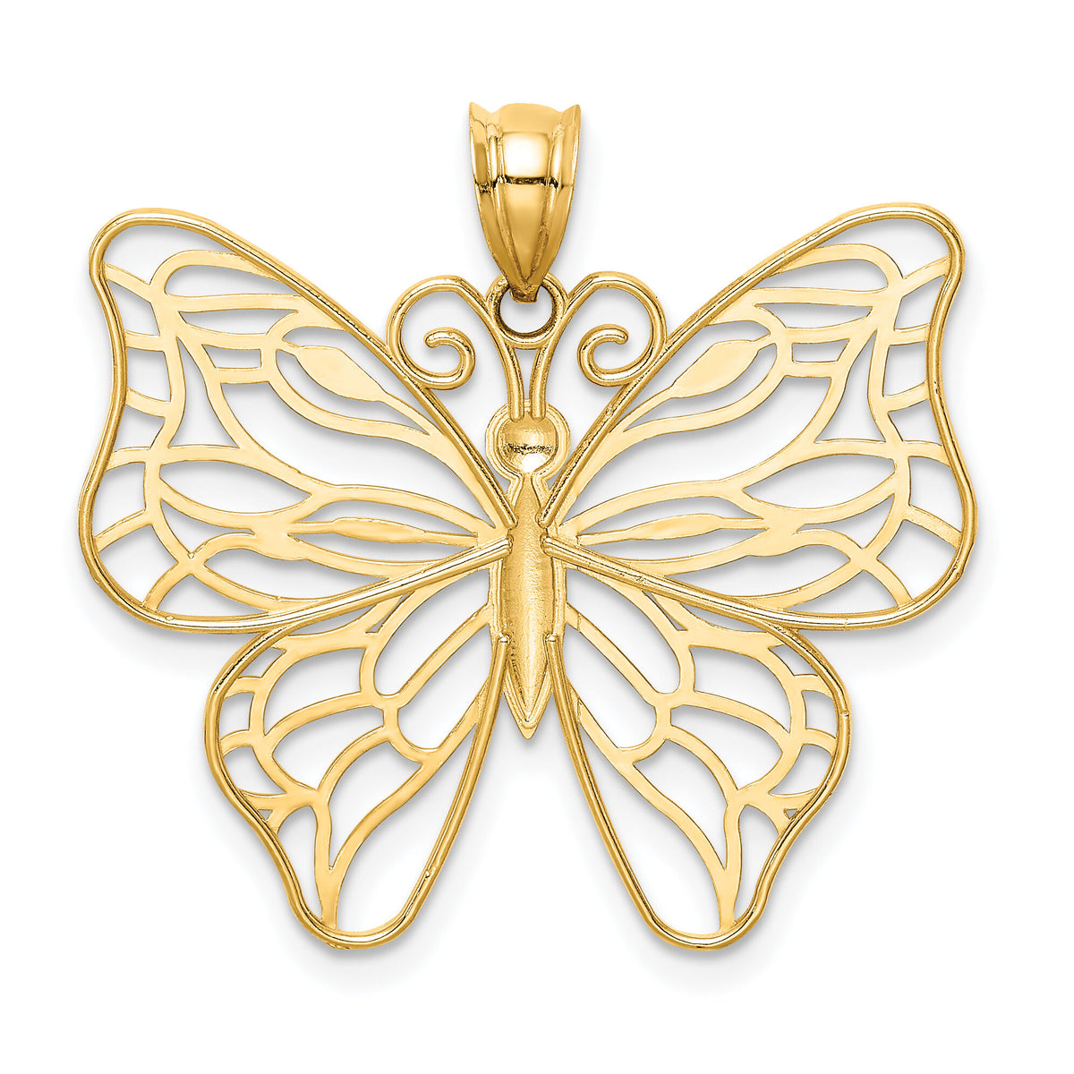 14k Polished Large Butterfly Pendant-K5328