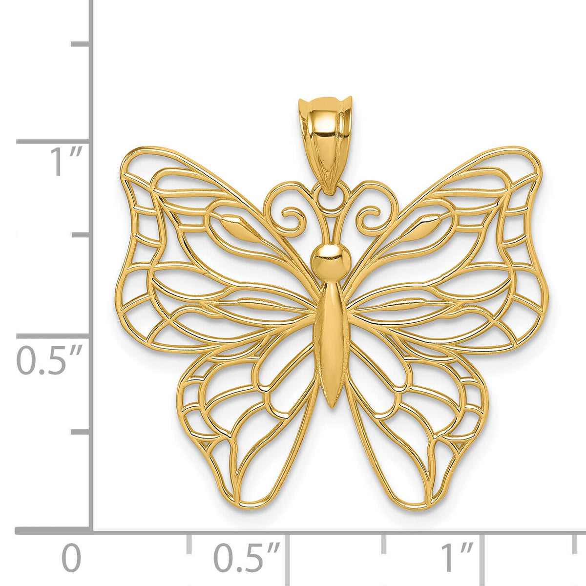 14k Polished Large Butterfly Pendant-K5328