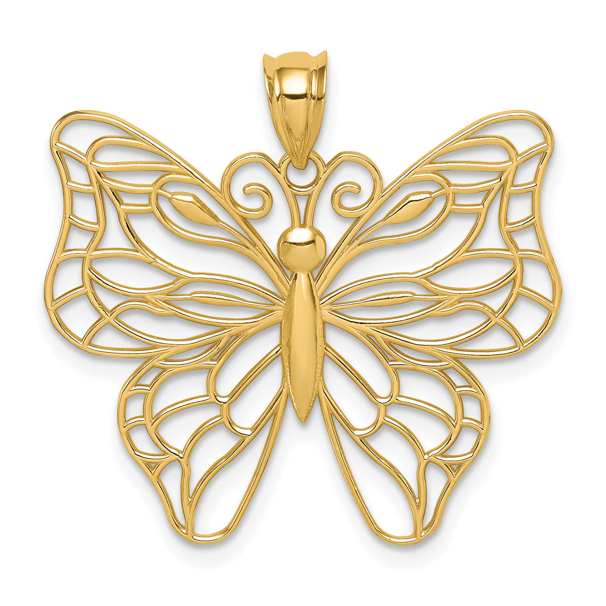 14k Polished Large Butterfly Pendant-K5328
