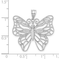 14k White Gold Polished Large Butterfly Pendant-K5329