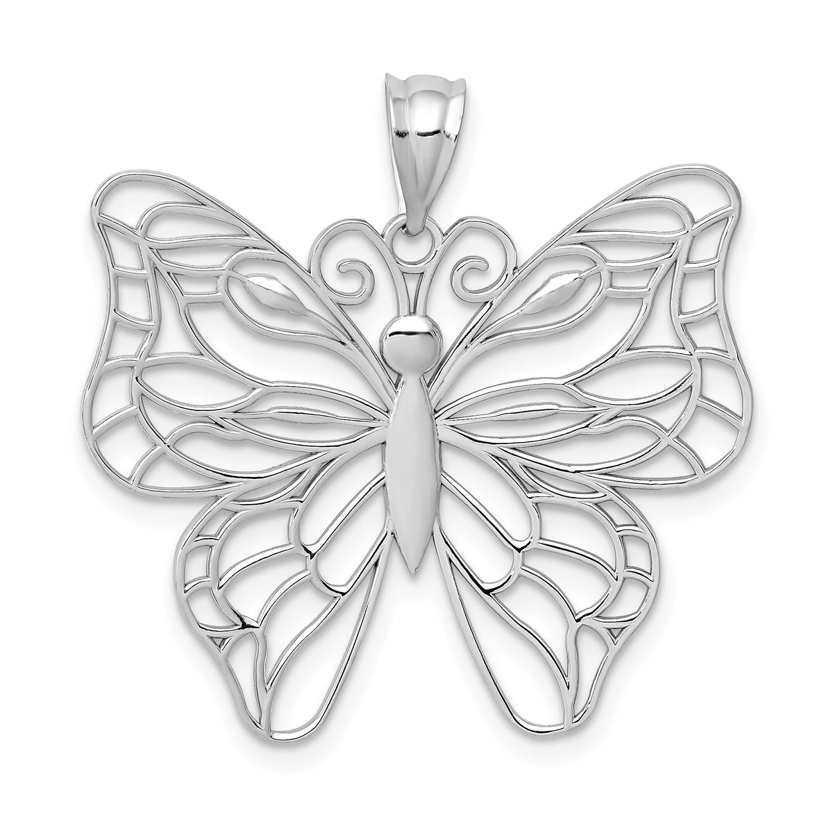 14k White Gold Polished Large Butterfly Pendant-K5329