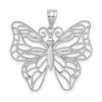 14k White Gold Polished Large Butterfly Pendant-K5329