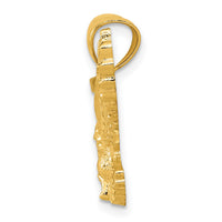 14k Gold Polished and Textured Eagle Pendant-K5336