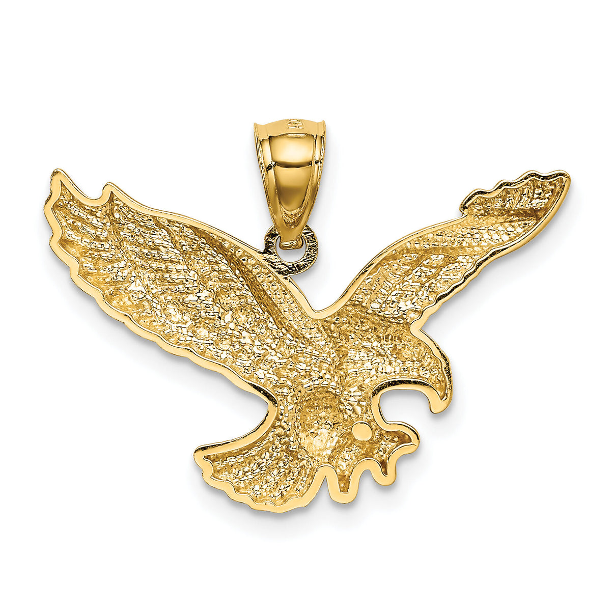 14k Gold Polished and Textured Eagle Pendant-K5336