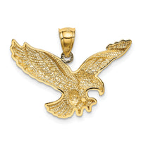 14k Gold Polished and Textured Eagle Pendant-K5336