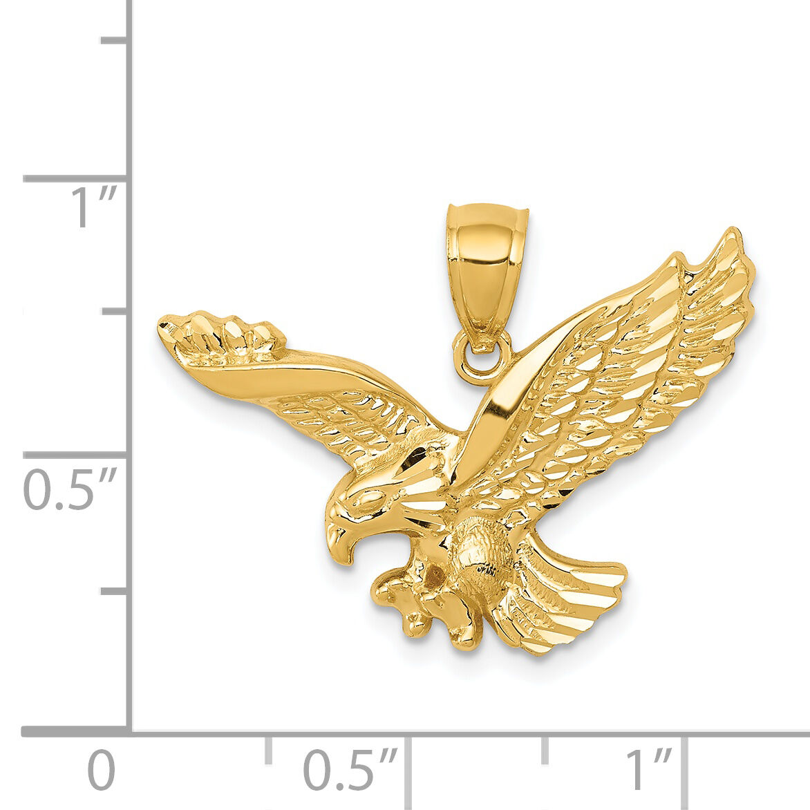 14k Gold Polished and Textured Eagle Pendant-K5336