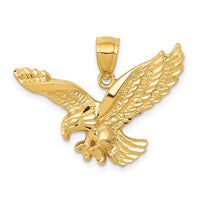 14k Gold Polished and Textured Eagle Pendant-K5336