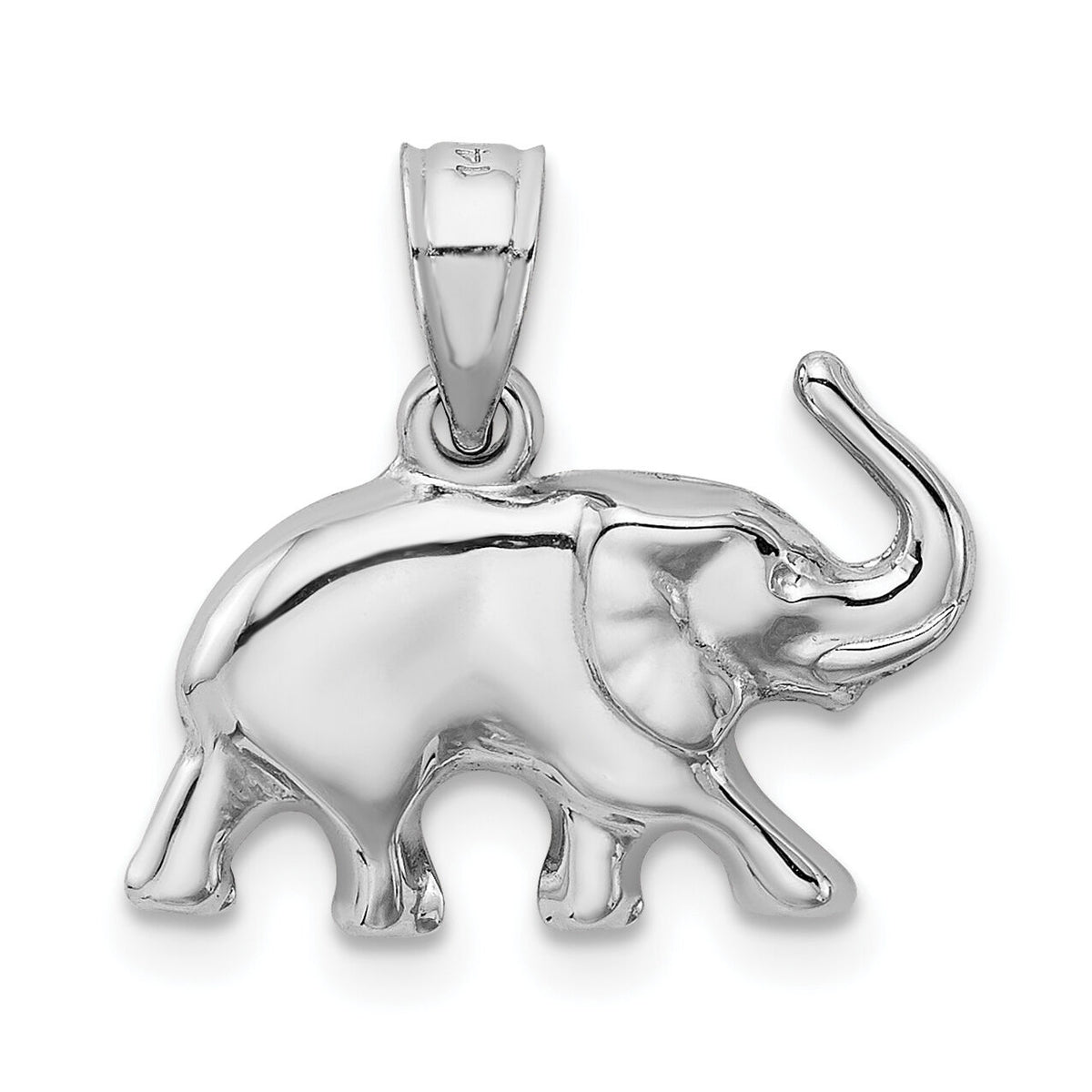 14k White Gold 3D Polished Elephant Pendant-K5337