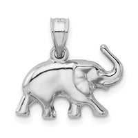 14k White Gold 3D Polished Elephant Pendant-K5337