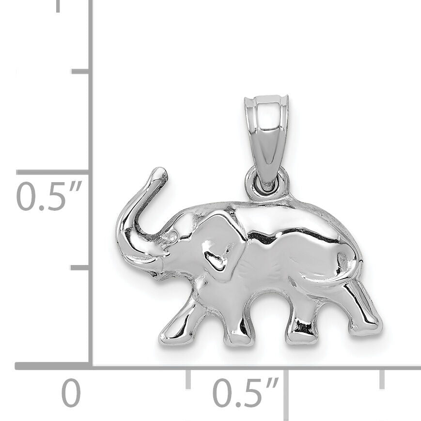 14k White Gold 3D Polished Elephant Pendant-K5337