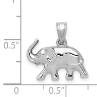 14k White Gold 3D Polished Elephant Pendant-K5337