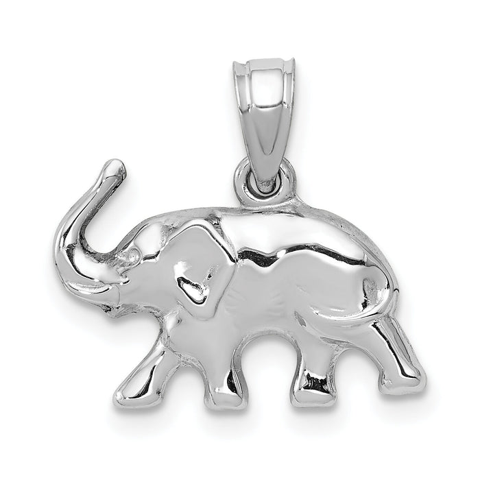 14k White Gold 3D Polished Elephant Pendant-K5337