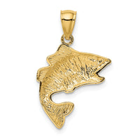 14k Gold Polished Textured Bass Pendant-K5356