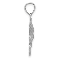 14k White Gold Polished Textured Bass Pendant-K5357