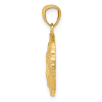 14k Gold Polished Large Sand Dollar Pendant-K5378
