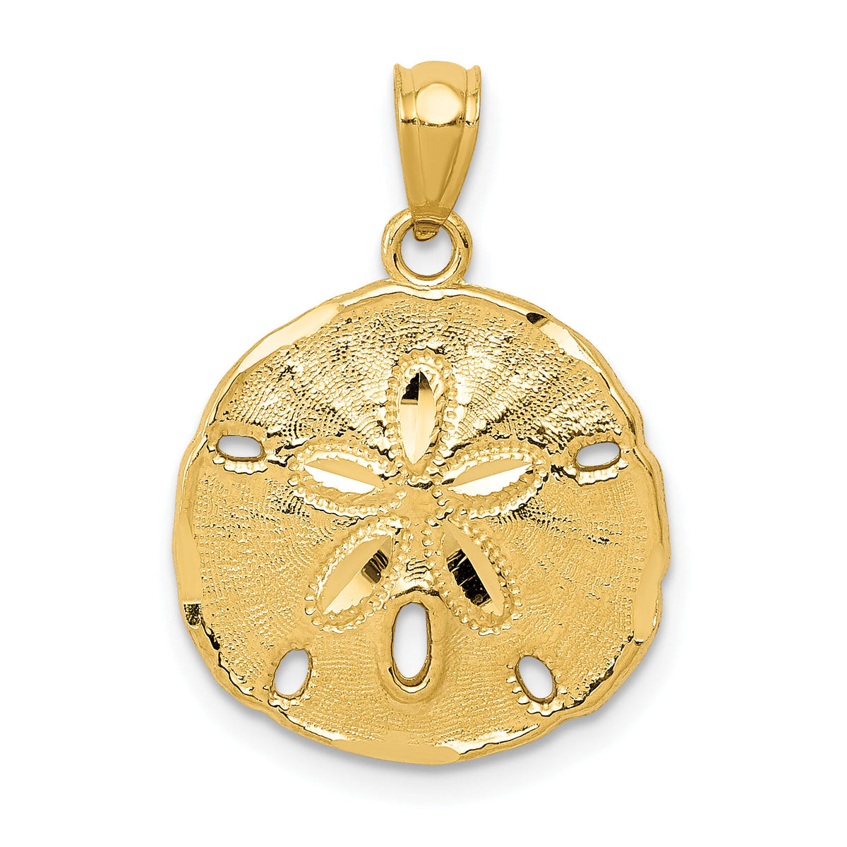 14k Gold Polished Large Sand Dollar Pendant-K5378
