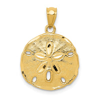 14k Gold Polished Large Sand Dollar Pendant-K5378