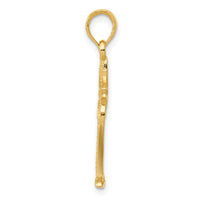 14K Gold Polished and Textured 2-D Palmetto Palm Tree Pendant-K5383