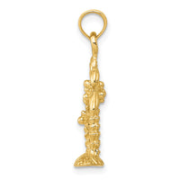 14K Gold Polished / Textured Double Palm Trees Pendant-K5385