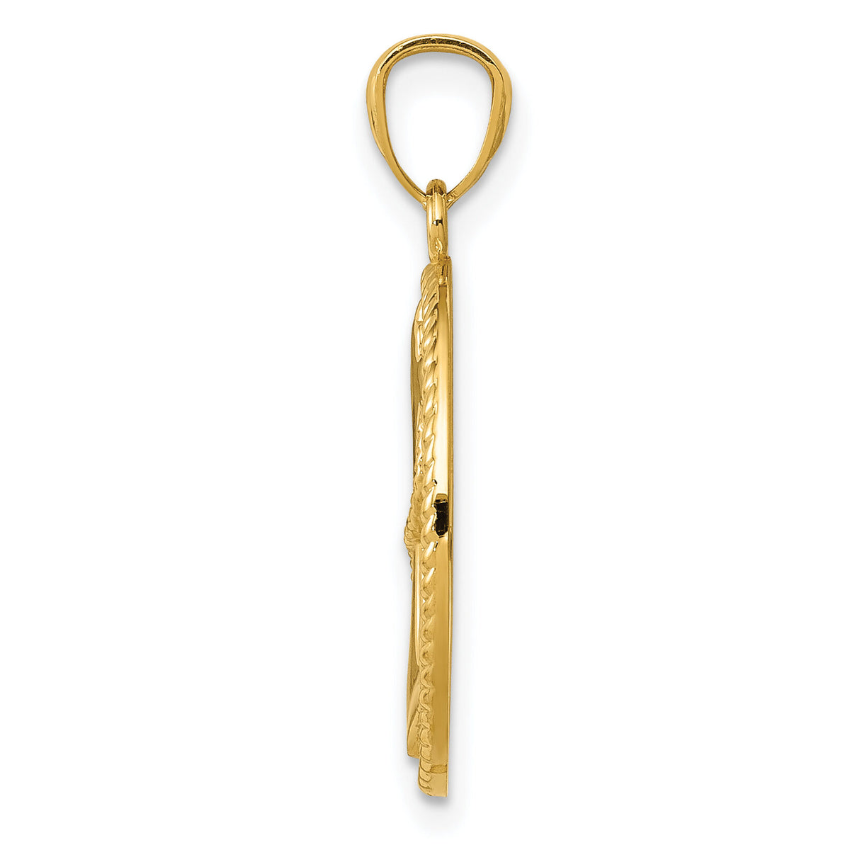 14k Gold Polished Anchor w/Rope Oval Pendant-K5389