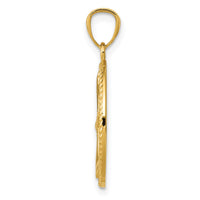 14k Gold Polished Anchor w/Rope Oval Pendant-K5389
