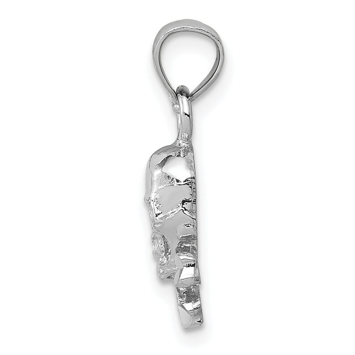 14K White Gold Skull and Crossbones Pendant-K5392