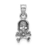 14K White Gold Skull and Crossbones Pendant-K5392