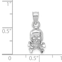 14K White Gold Skull and Crossbones Pendant-K5392