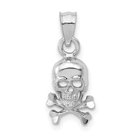 14K White Gold Skull and Crossbones Pendant-K5392