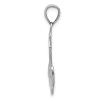 14K White Gold Polished Anchor with Textured Rope Pendant-K5393W