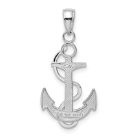 14K White Gold Polished Anchor with Textured Rope Pendant-K5393W