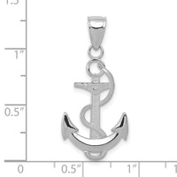 14K White Gold Polished Anchor with Textured Rope Pendant-K5393W
