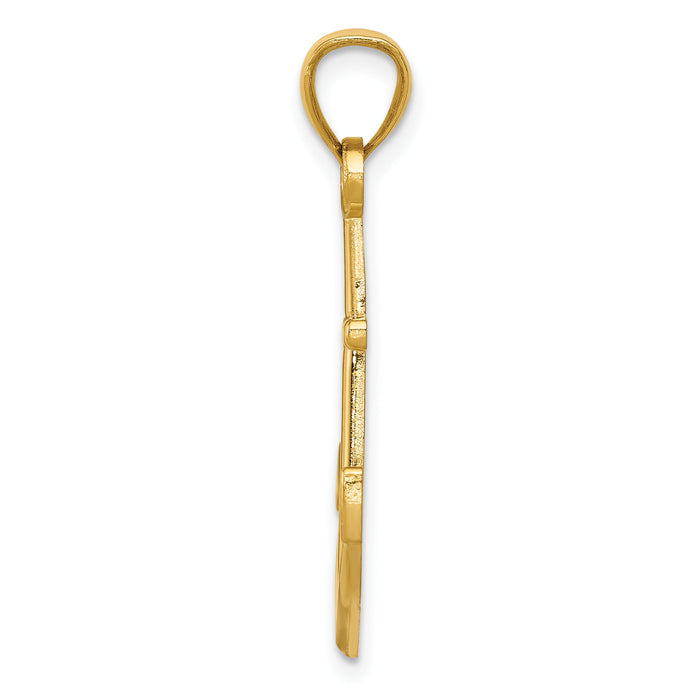 14K Gold Polished Anchor Pendant-K5394