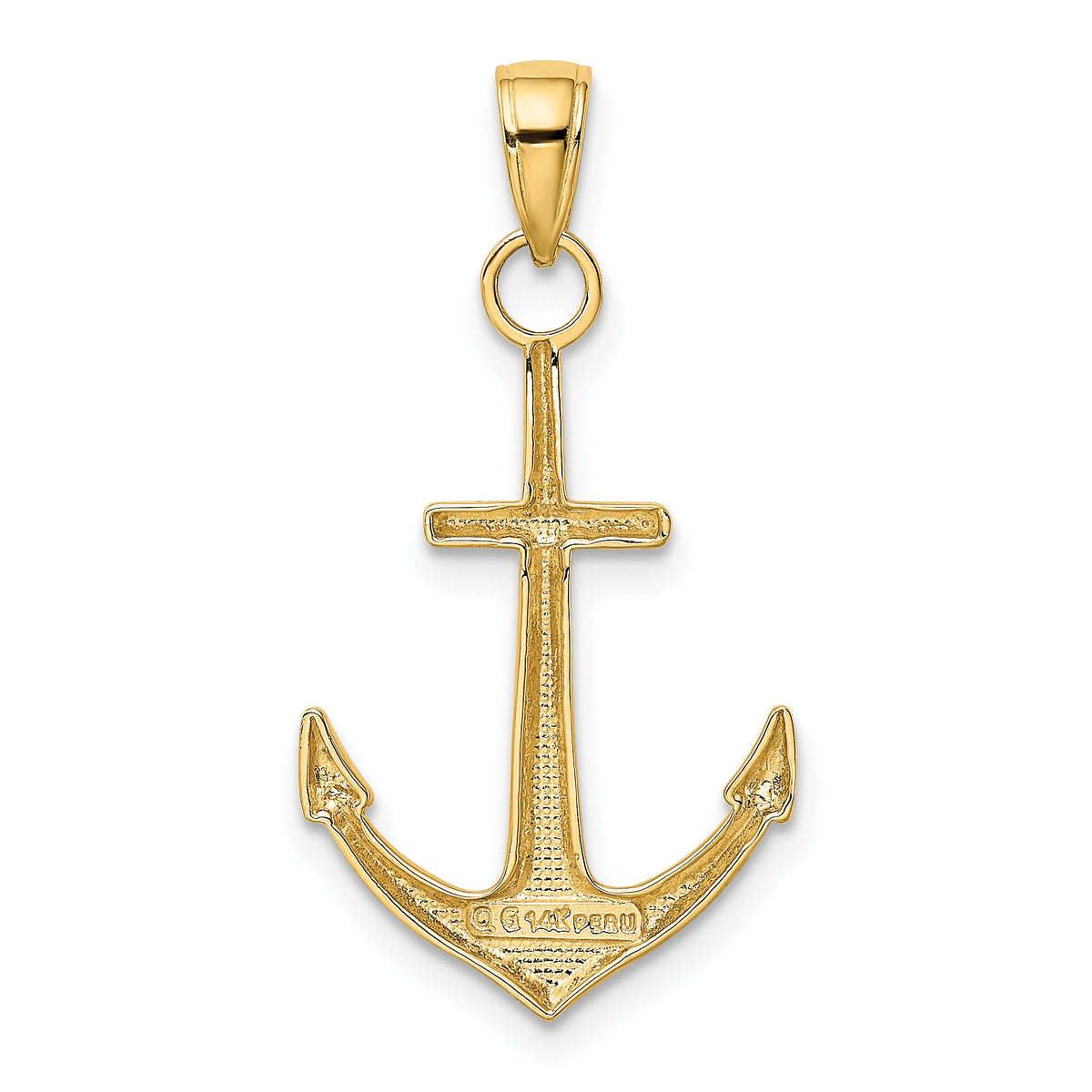 14K Gold Polished Anchor Pendant-K5394