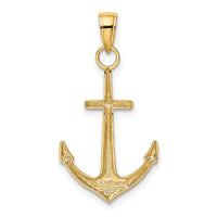 14K Gold Polished Anchor Pendant-K5394