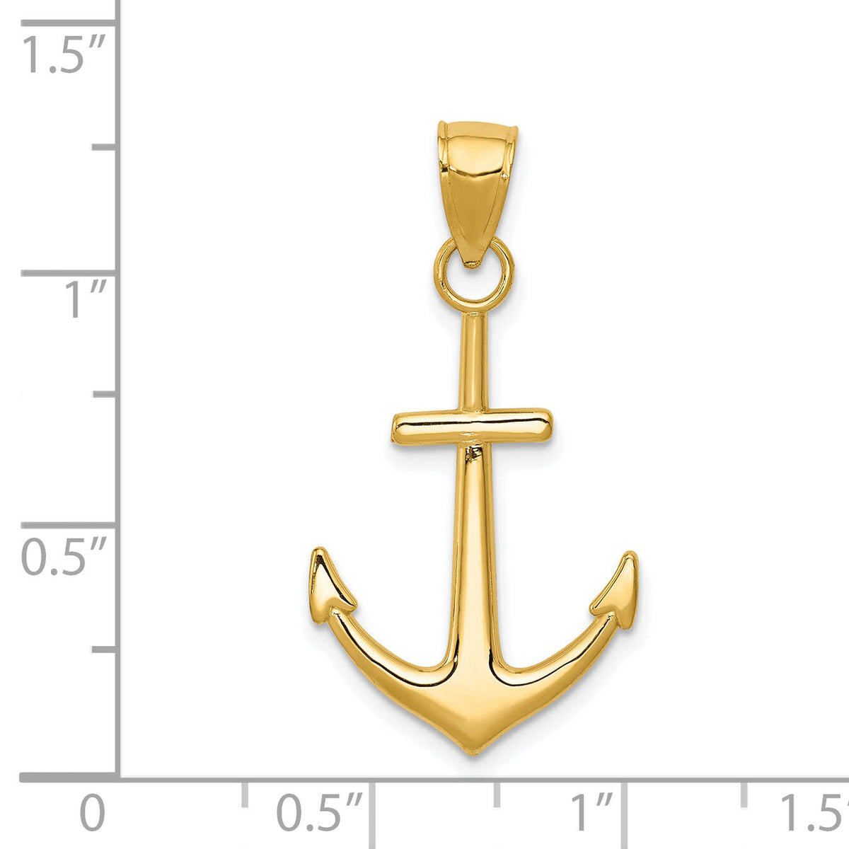 14K Gold Polished Anchor Pendant-K5394
