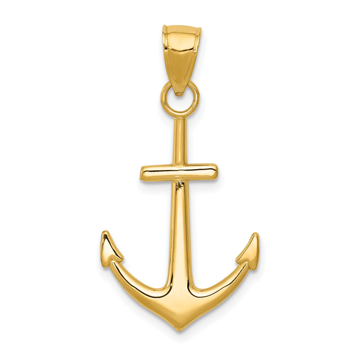 14K Gold Polished Anchor Pendant-K5394