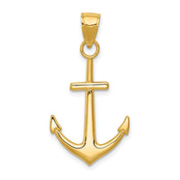 14K Gold Polished Anchor Pendant-K5394