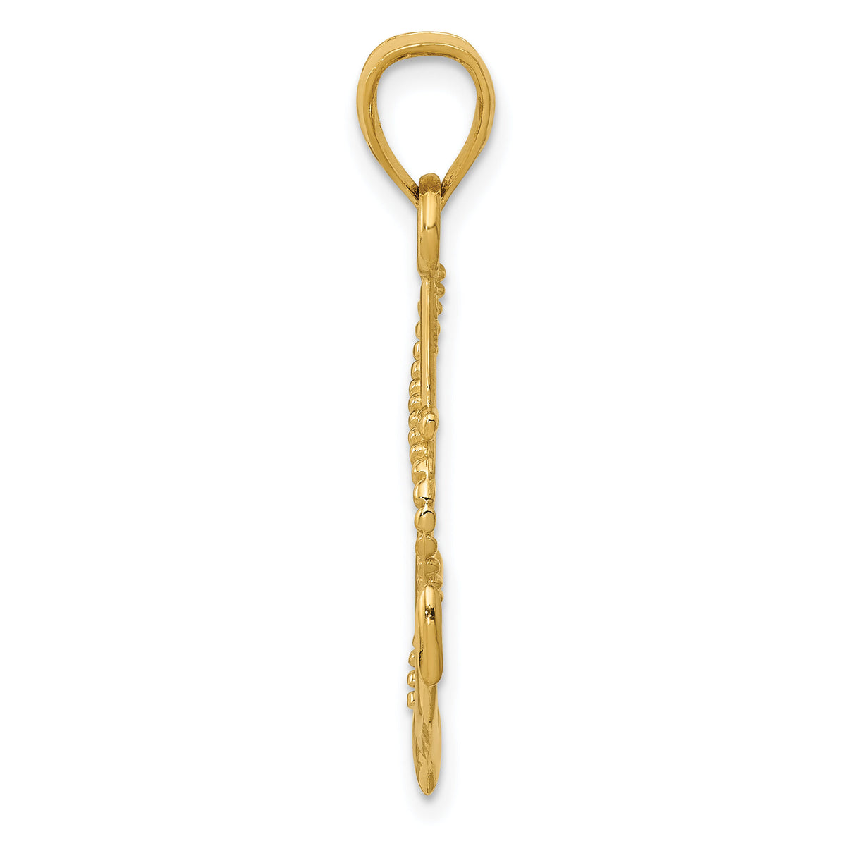 14K Gold Polished Anchor W/Rope Pendant-K5395