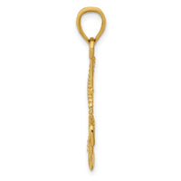 14K Gold Polished Anchor W/Rope Pendant-K5395