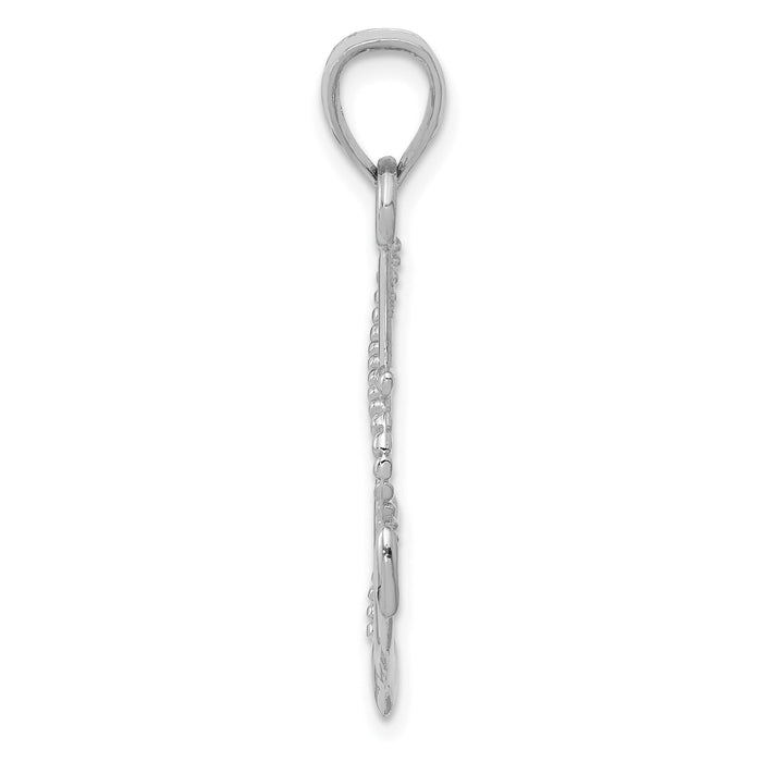 14K White Gold Polished Anchor W/Rope Pendant-K5395W