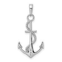14K White Gold Polished Anchor W/Rope Pendant-K5395W