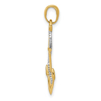 14K Two-tone Polished Anchor W/Rope Pendant-K5396