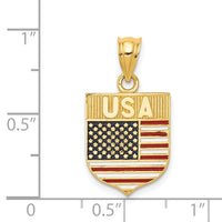 14k USA Flag Enameled Pendant-K5402