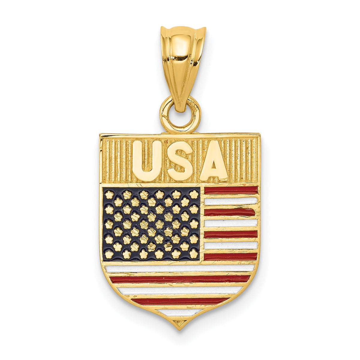 14k USA Flag Enameled Pendant-K5402