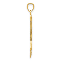 14k Gold Polished and Textured Bow and Arrow Pendant-K5406